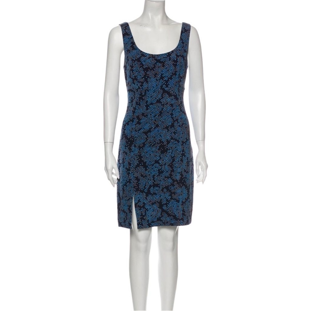 Diane von Furstenberg Blue Silk Floral Midi‎ Sheath Dress Size 8 Side-Slit